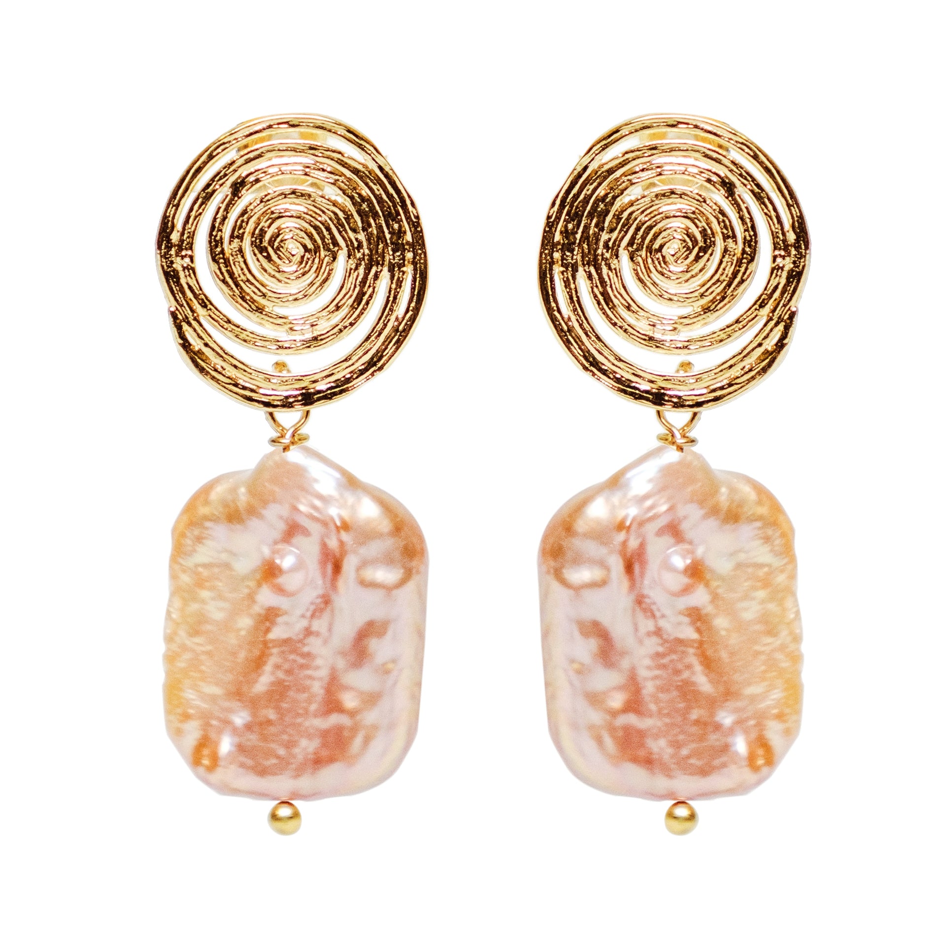 Chokore Chokore Gold Coil Baroque Freshwater Pearl Earrings (Pink) Chokore Gold Coil Baroque Freshwater Pearl Earrings (Pink) 