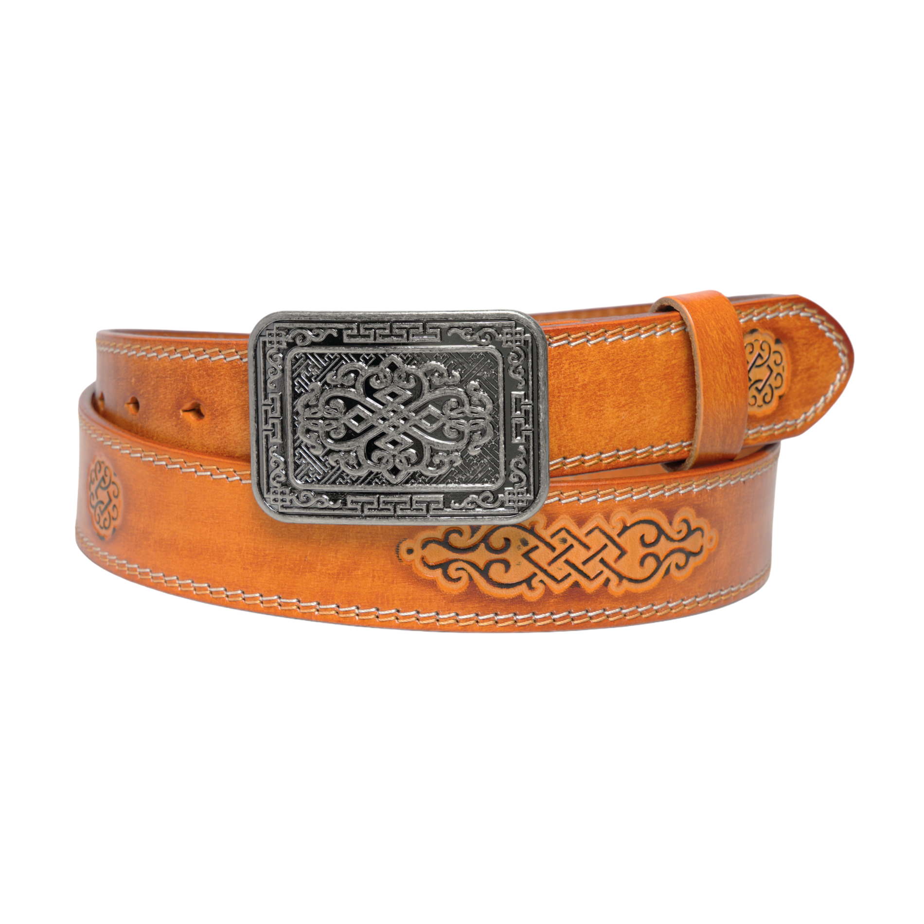 Chokore Chokore Embossed Pure Leather Belt with Stitching Details (Camel) Chokore Embossed Pure Leather Belt with Stitching Details (Camel) 