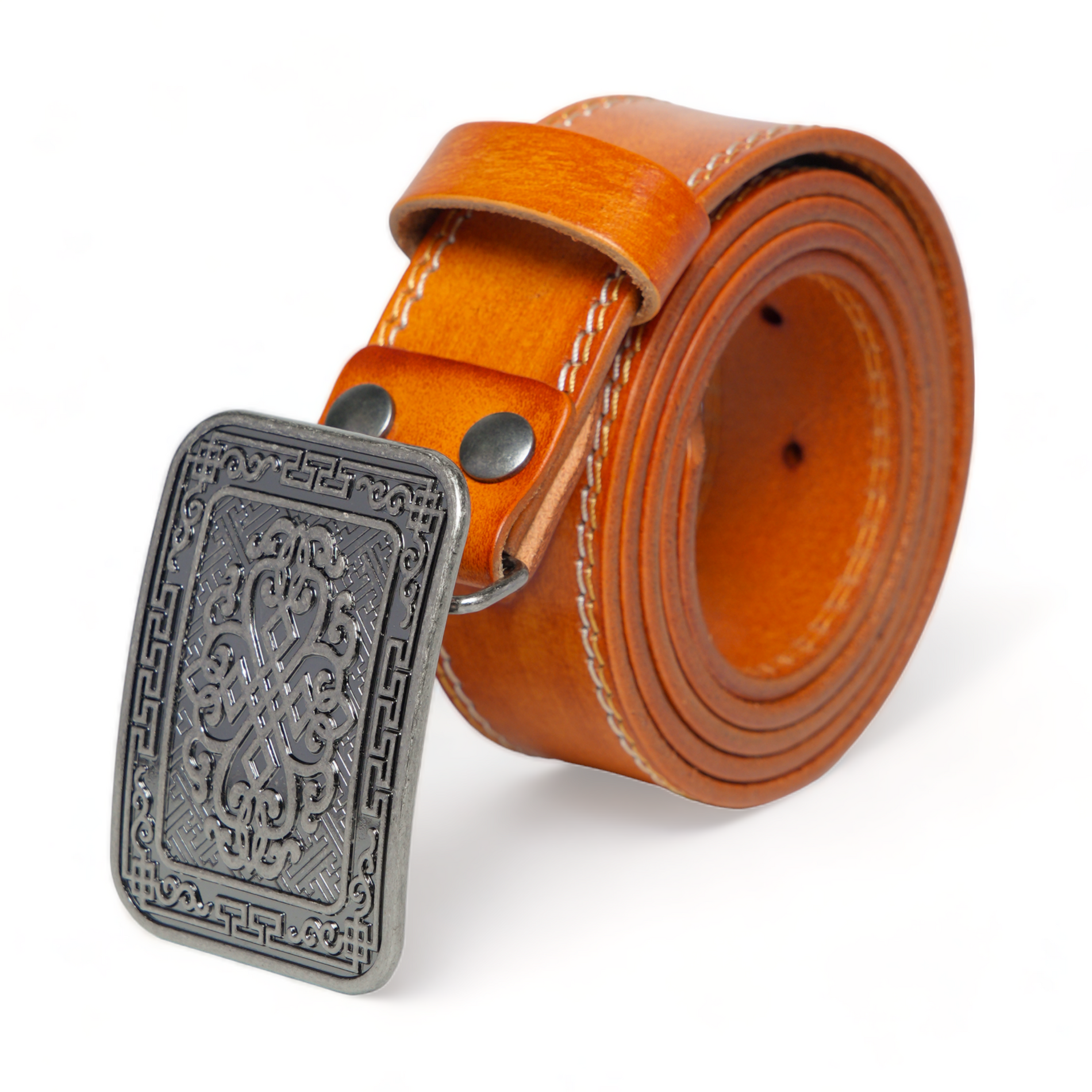 Chokore Chokore Embossed Pure Leather Belt with Stitching Details (Camel) Chokore Embossed Pure Leather Belt with Stitching Details (Camel) 