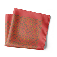 Chokore Chokore Coral & Green Silk Pocket Square - Indian at Heart Range