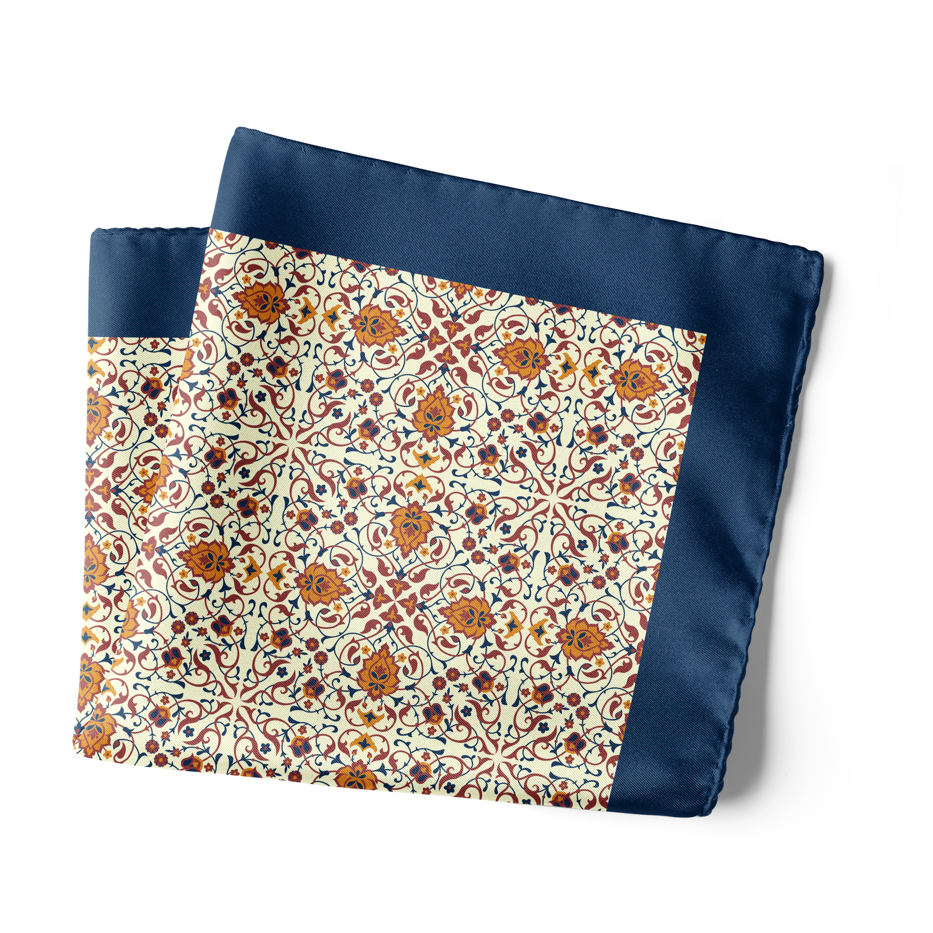 Chokore  Chokore Navy Blue & Off-white Silk Pocket Square - Indian at Heart Range 