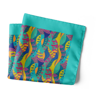 Chokore Chokore Turquoise & Orange Pocket Square - Marine line