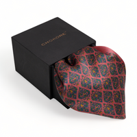 Chokore Chokore Coral & Green Silk Pocket Square - Indian at Heart Range