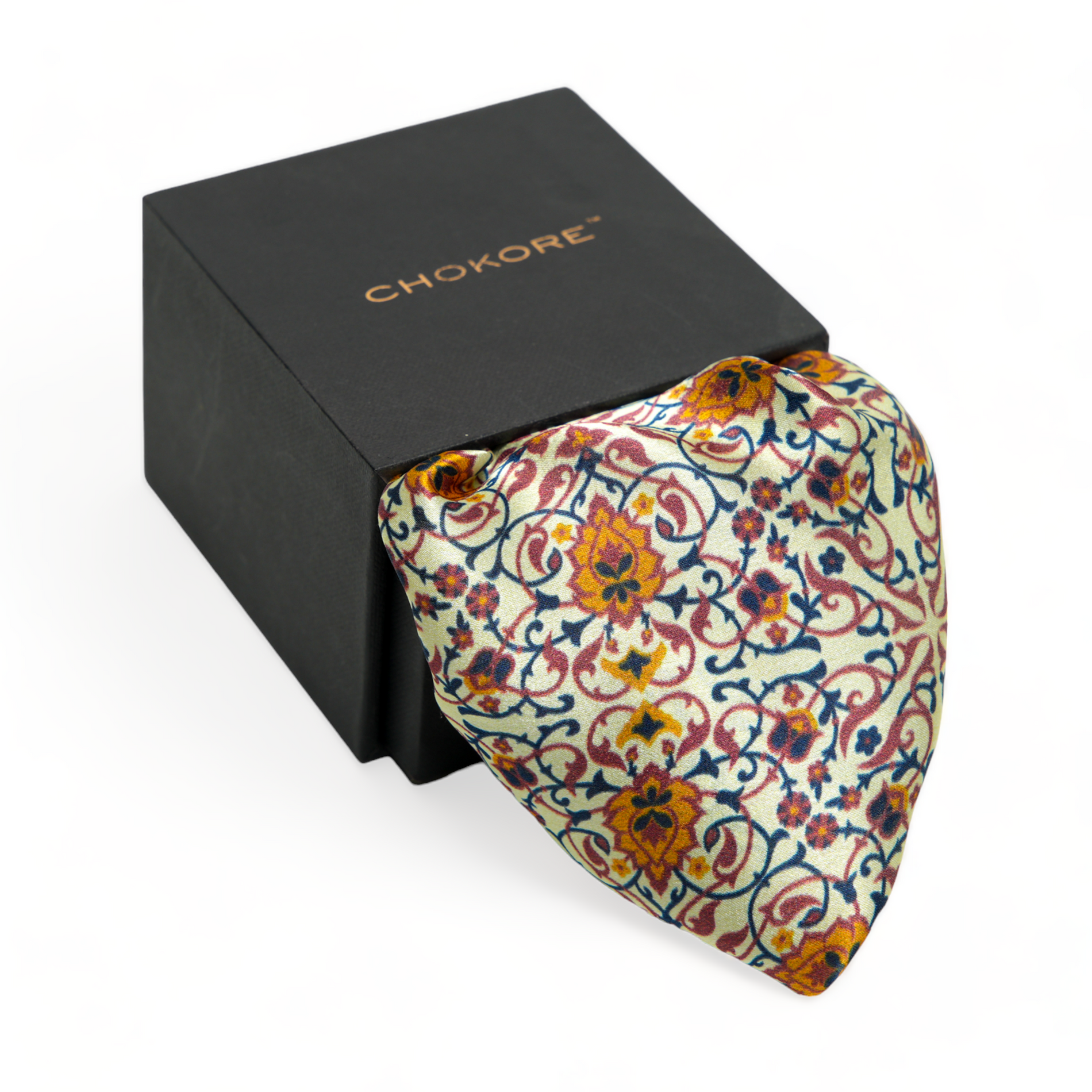 Chokore Chokore Navy Blue & Off-white Silk Pocket Square - Indian at Heart Range Chokore Navy Blue & Off-white Silk Pocket Square - Indian at Heart Range 