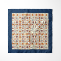 Chokore Chokore Navy Blue & Off-white Silk Pocket Square - Indian at Heart Range