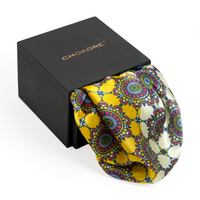 Chokore Chokore Yellow & Navy Blue Silk Pocket Square - Indian at Heart Range