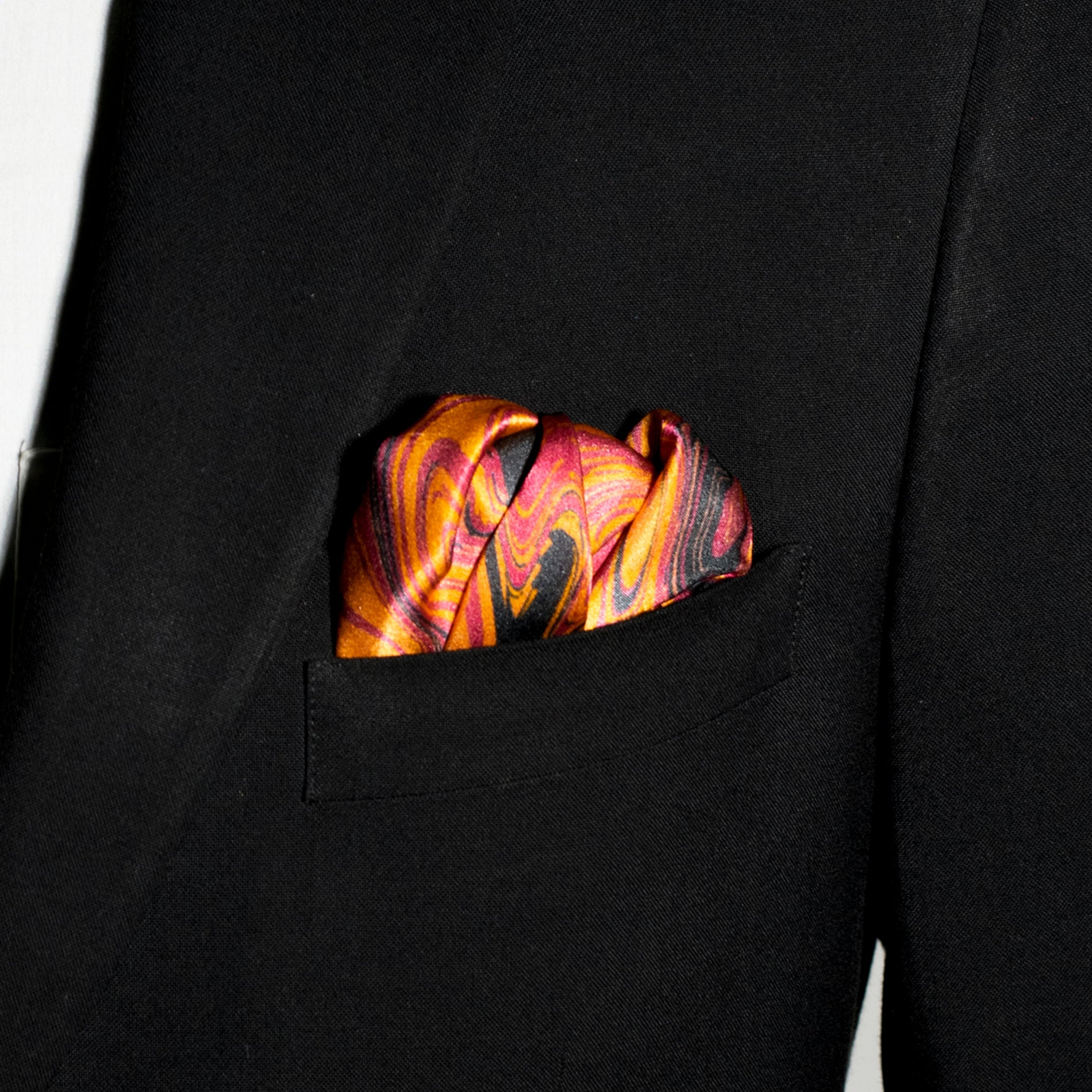 Chokore Chokore Orange Silk Pocket Square - Marble Range Chokore Orange Silk Pocket Square - Marble Range 