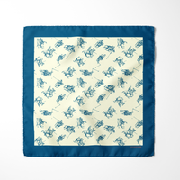 Chokore Chokore Blue & Off White Polo Print Silk Pocket Square - Sporty Silks Range