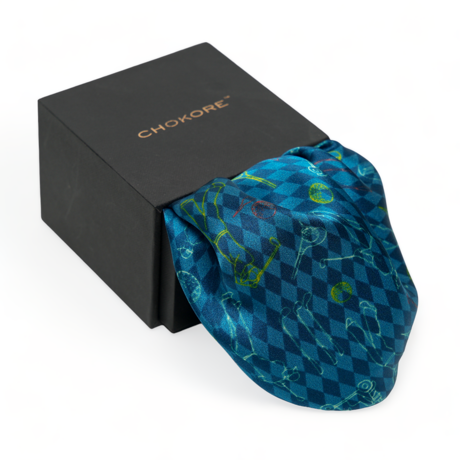 Chokore Chokore Teal Golf Print Silk Pocket Square - Sporty Silks Range Chokore Teal Golf Print Silk Pocket Square - Sporty Silks Range 