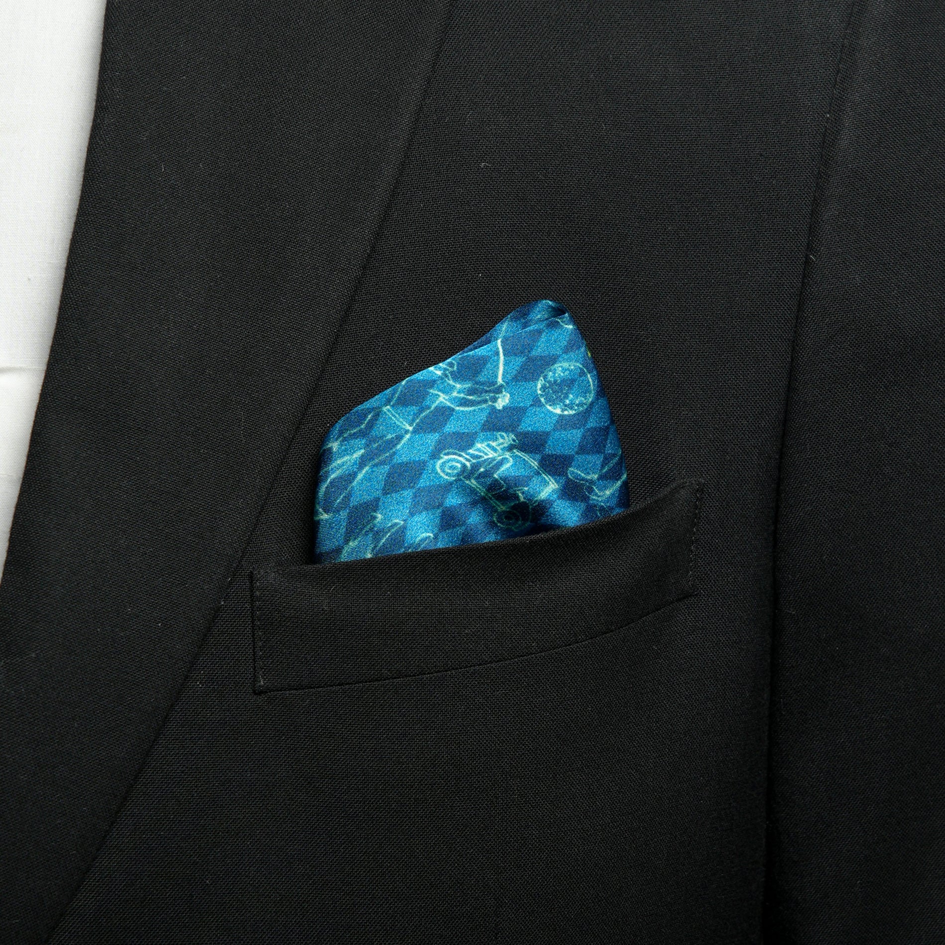 Chokore Chokore Teal Golf Print Silk Pocket Square - Sporty Silks Range Chokore Teal Golf Print Silk Pocket Square - Sporty Silks Range 