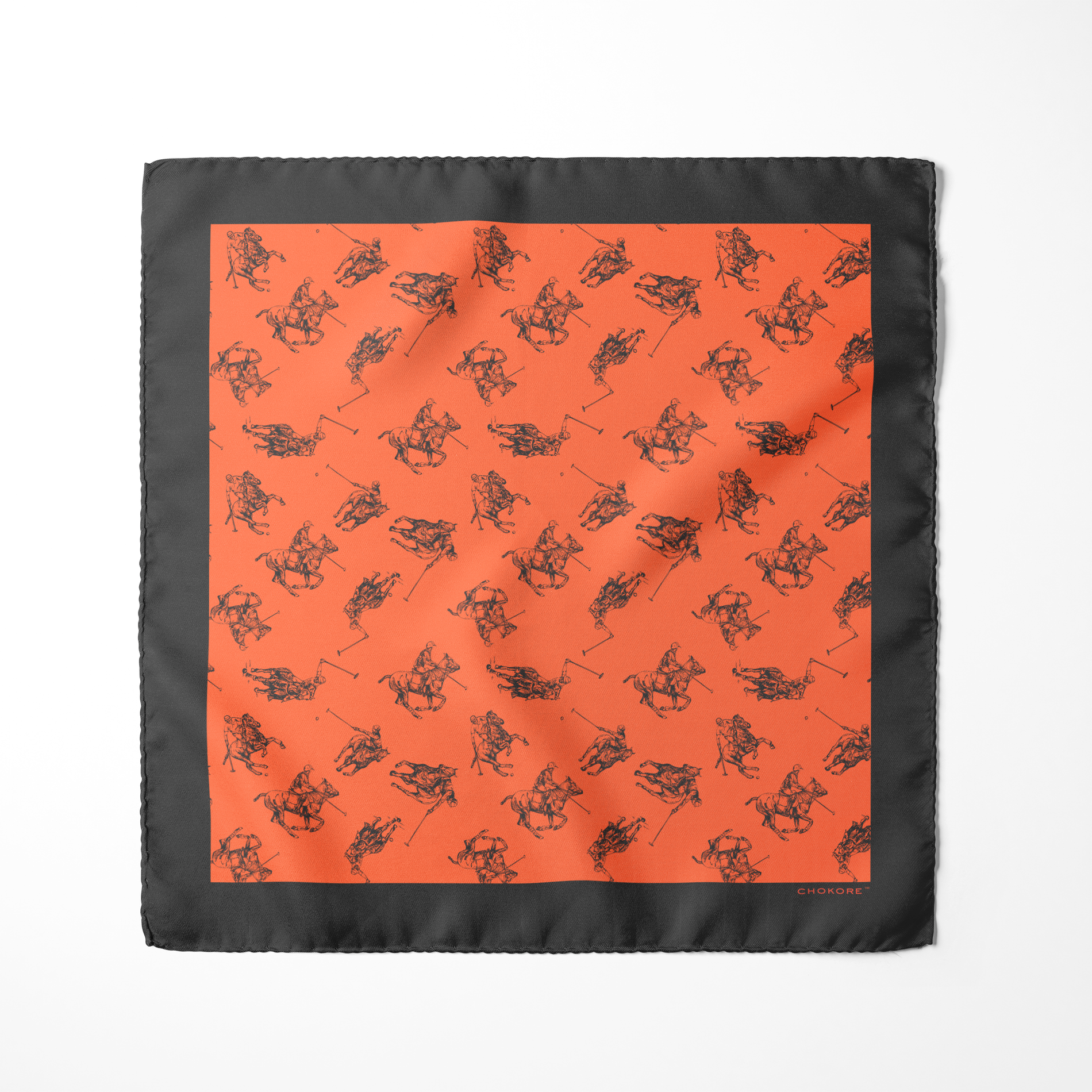 Chokore  Chokore Coral Polo Print Silk Pocket Square - Sporty Silks Range 