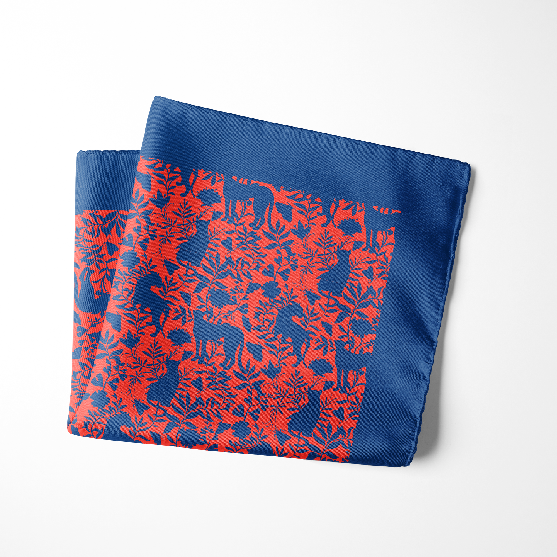 Chokore Chokore Red & Blue Animal print Silk Pocket Square - Wildlife Range Chokore Red & Blue Animal print Silk Pocket Square - Wildlife Range 