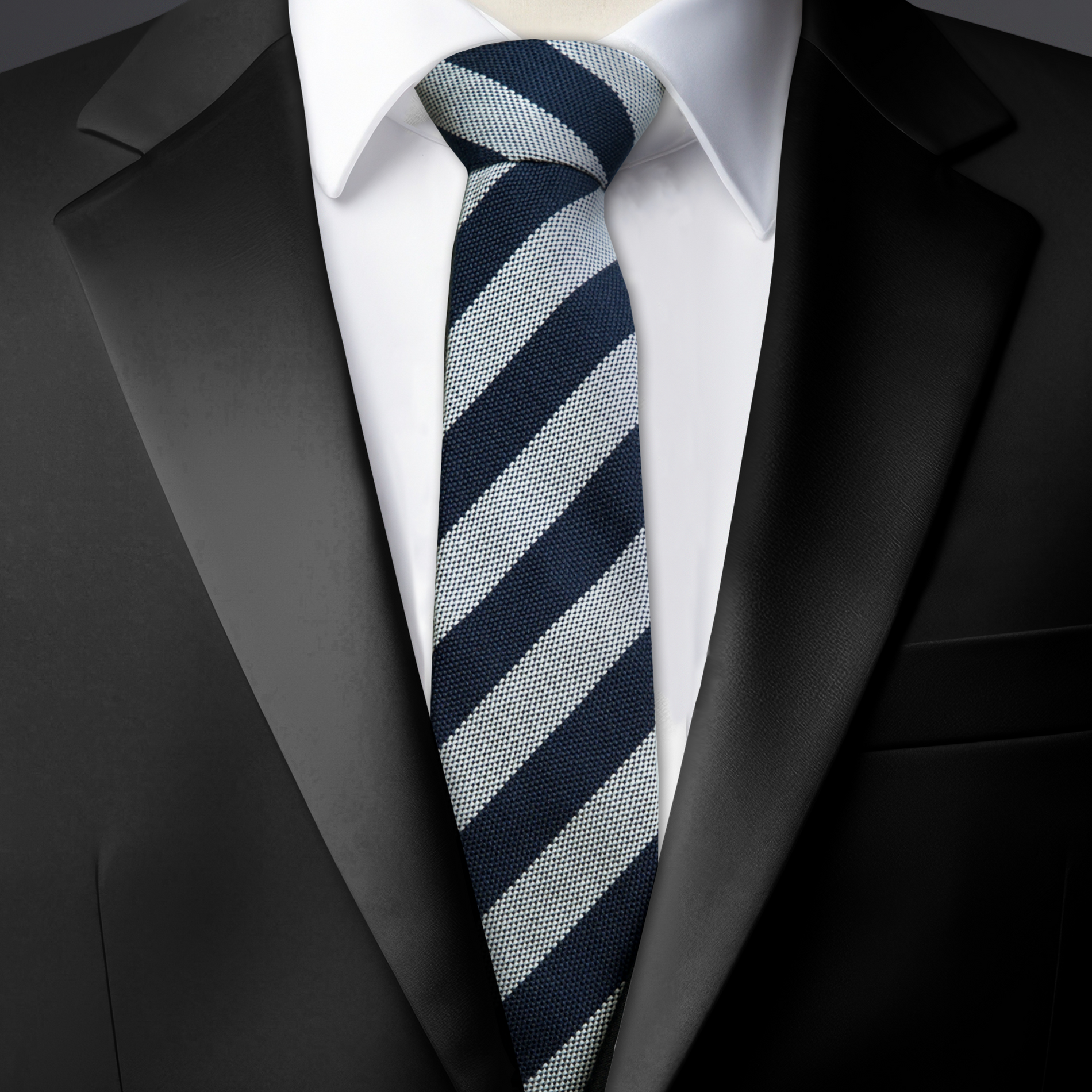 Chokore  Chokore Stripes (Navy & Silver) Necktie 