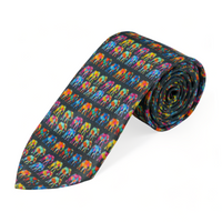 Chokore Chokore Multi-colour Elephants Silk Tie - Wildlife range