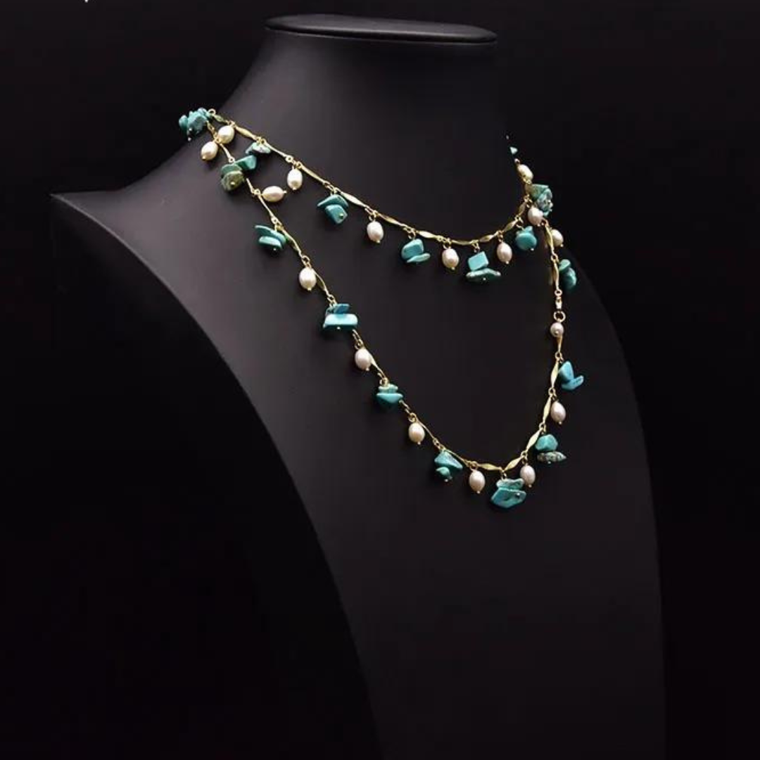 Chokore Chokore Turquoise Pearl Long Necklace Chokore Turquoise Pearl Long Necklace 