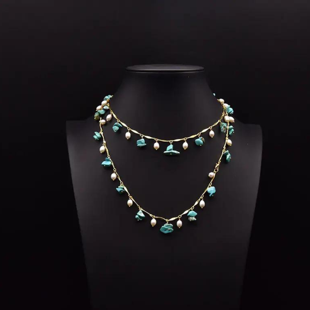 Chokore Chokore Turquoise Pearl Long Necklace Chokore Turquoise Pearl Long Necklace 