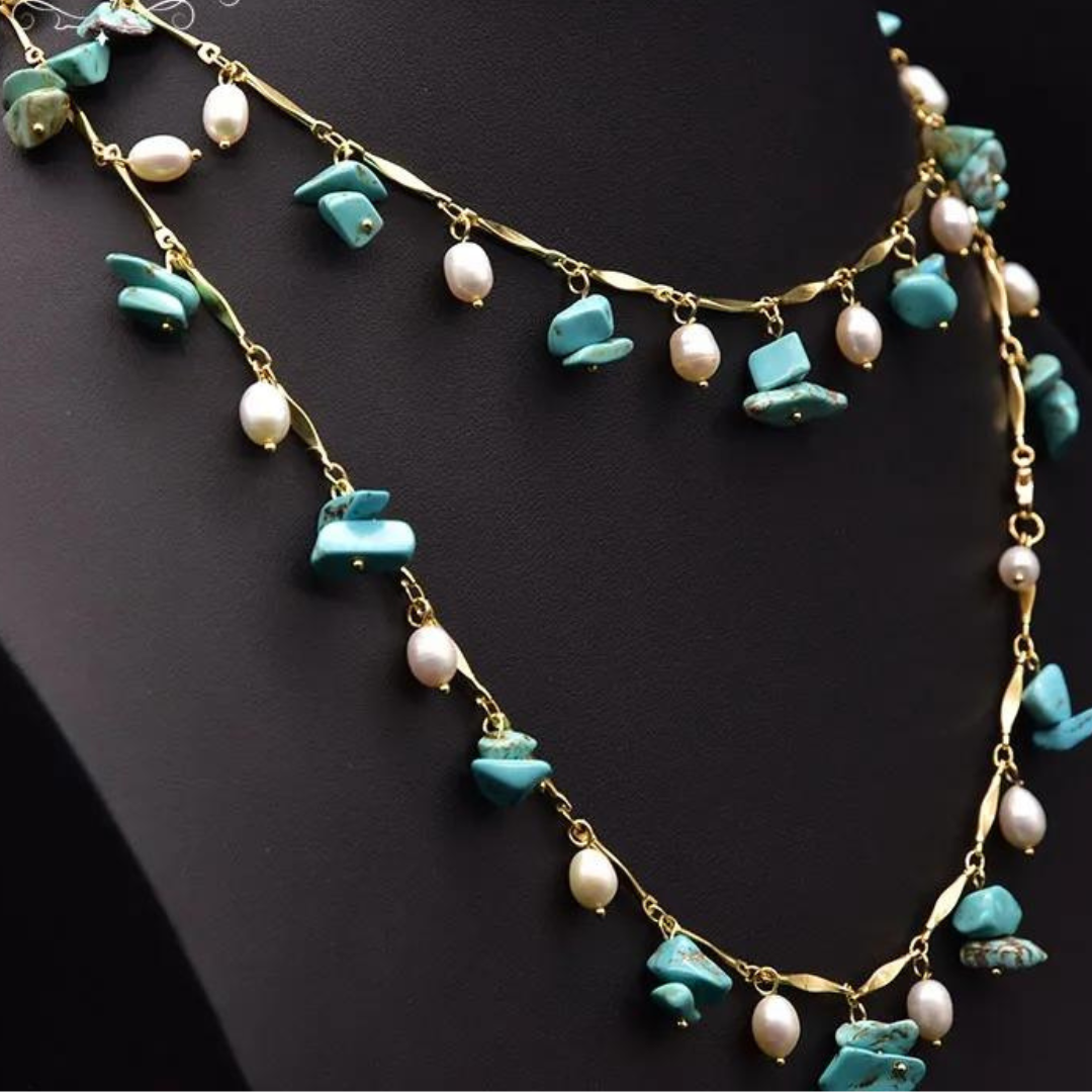 Chokore Chokore Turquoise Pearl Long Necklace Chokore Turquoise Pearl Long Necklace 