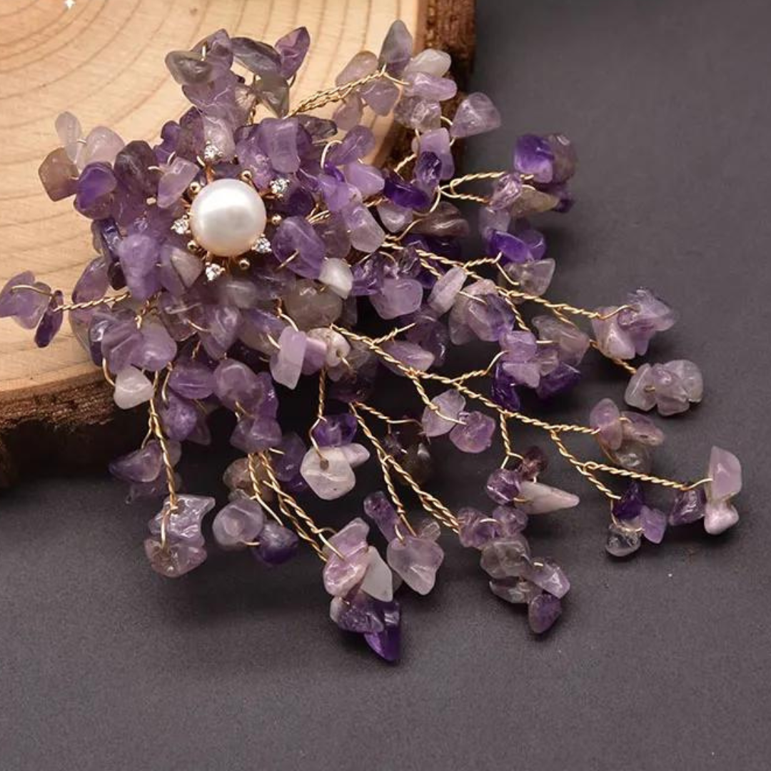 Chokore Chokore Natural Amethyst Stone Brooch Chokore Natural Amethyst Stone Brooch 