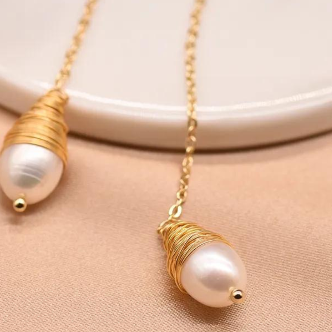 Chokore Long Baroque Pearl Earrings