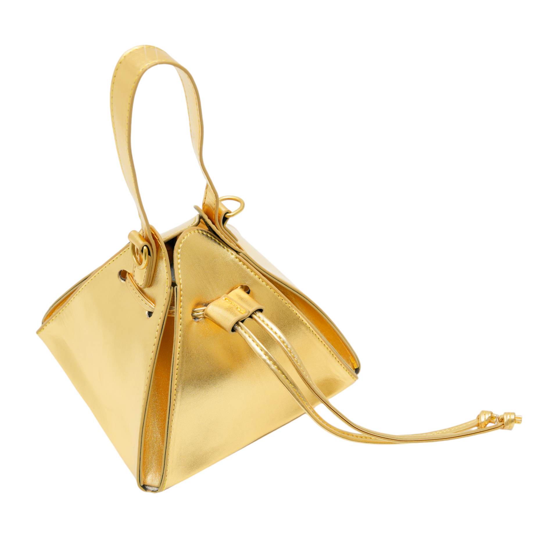 Chokore Chokore Vegan Leather Triangle Potli Bag (Golden) Chokore Vegan Leather Triangle Potli Bag (Golden) 