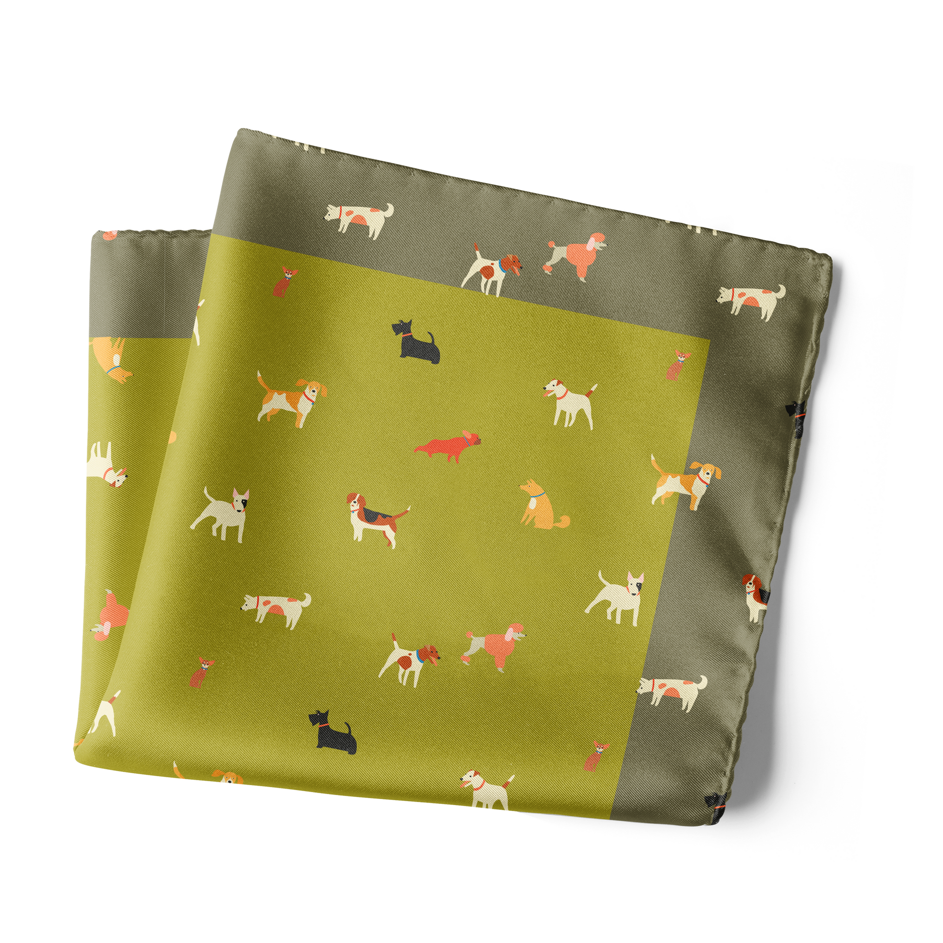 Chokore  Chokore Olive Canine Silk Pocket Square - Wildlife Range 