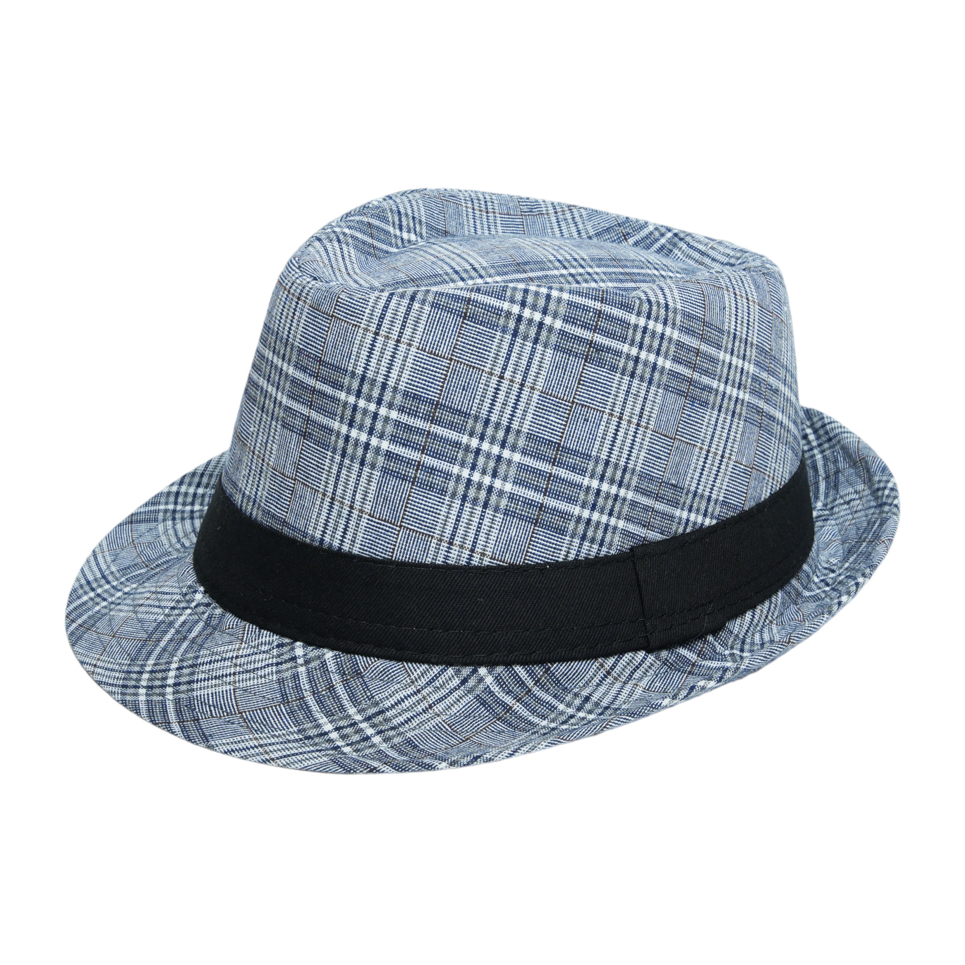 Chokore Chokore Classic Plaid Fedora Hat (Navy) Chokore Classic Plaid Fedora Hat (Navy) 