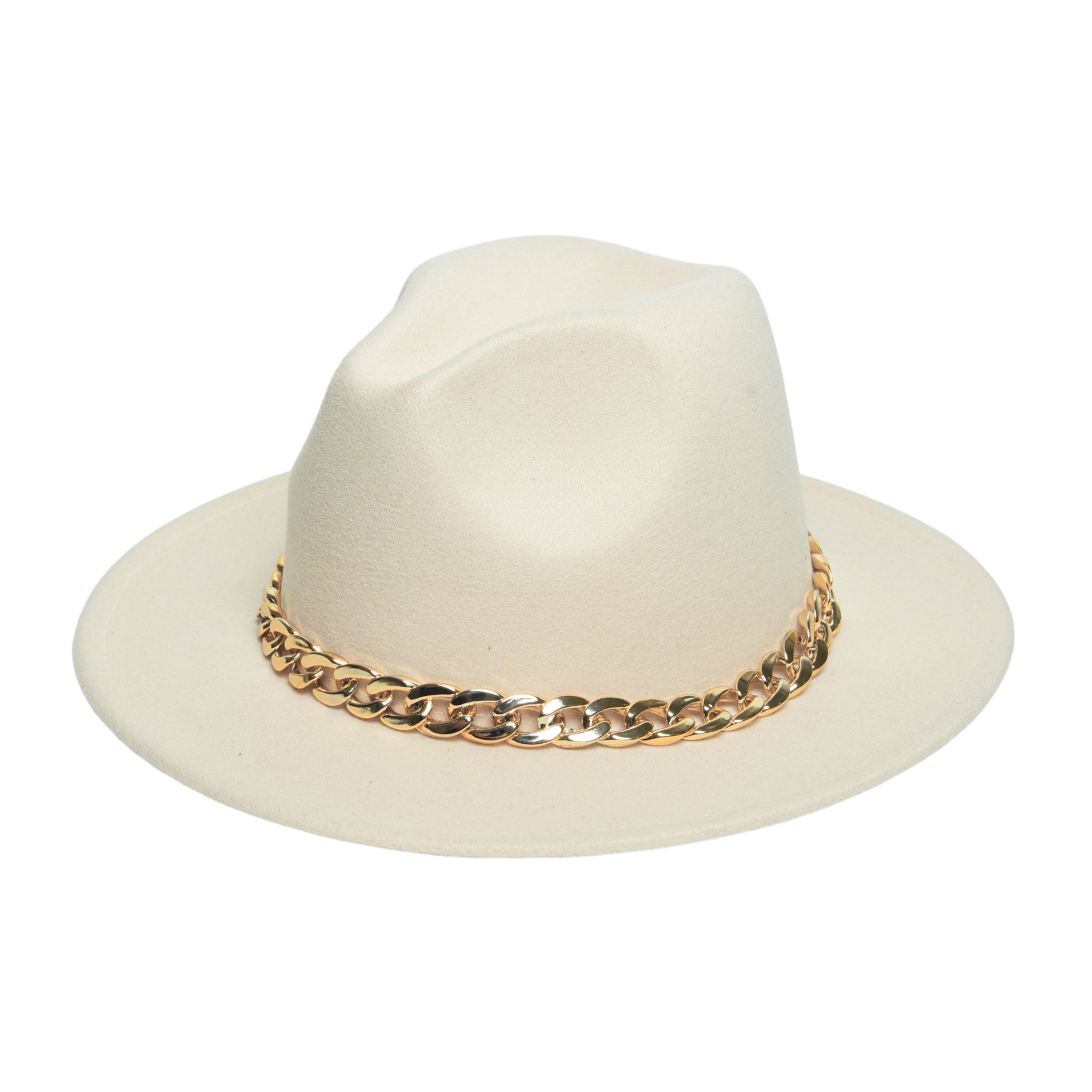 Chokore Chokore Classic Fedora Hat with Stylish Chain Belt (Beige) Chokore Classic Fedora Hat with Stylish Chain Belt (Beige) 