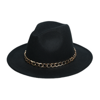 Chokore Chokore Classic Fedora Hat with Stylish Chain Belt (Black)