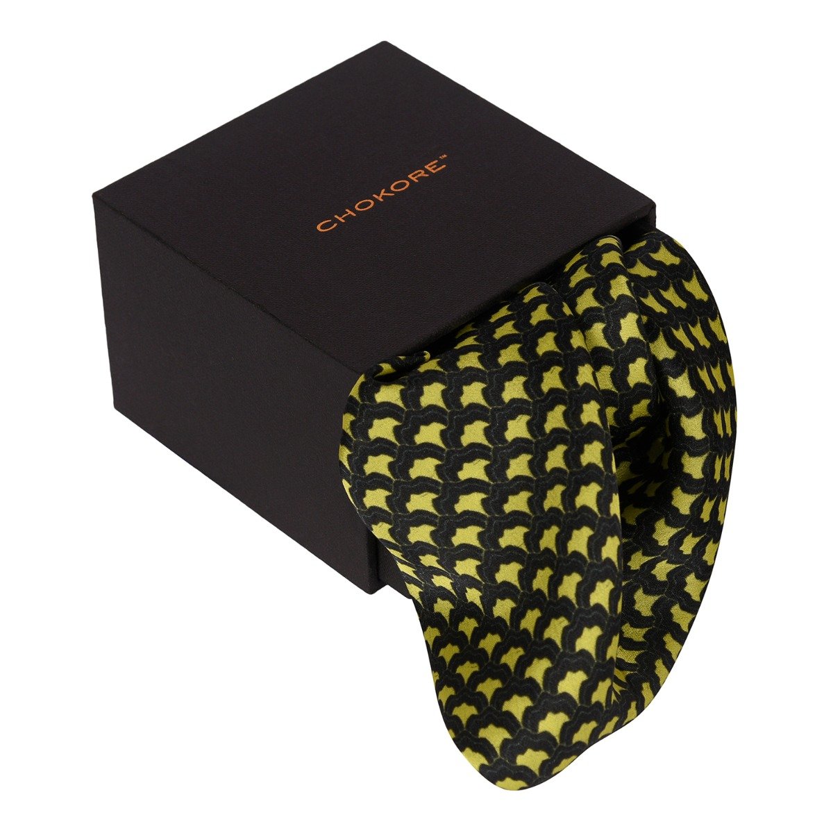 Chokore Chokore Yellow & Black Silk Pocket Square - Indian At Heart line Chokore Yellow & Black Silk Pocket Square - Indian At Heart line 