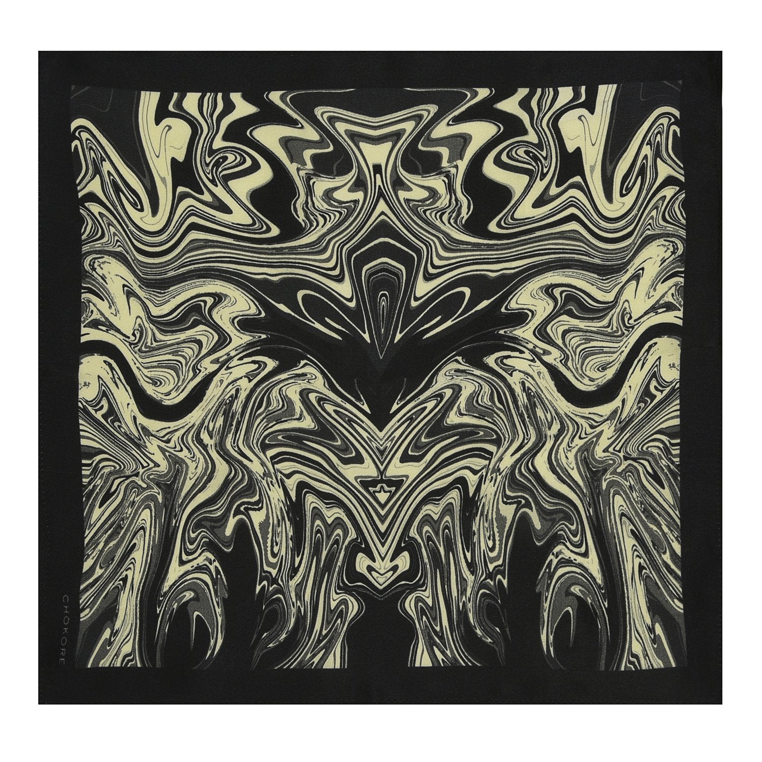 Chokore  Chokore Black & Off-White Silk Pocket Square from the Marble Design range 