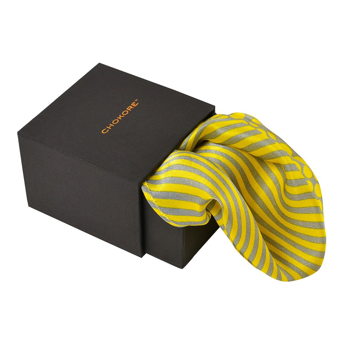 Chokore Chokore 2-in-1 Yellow & Light Grey Silk Pocket Square Chokore 2-in-1 Yellow & Light Grey Silk Pocket Square 