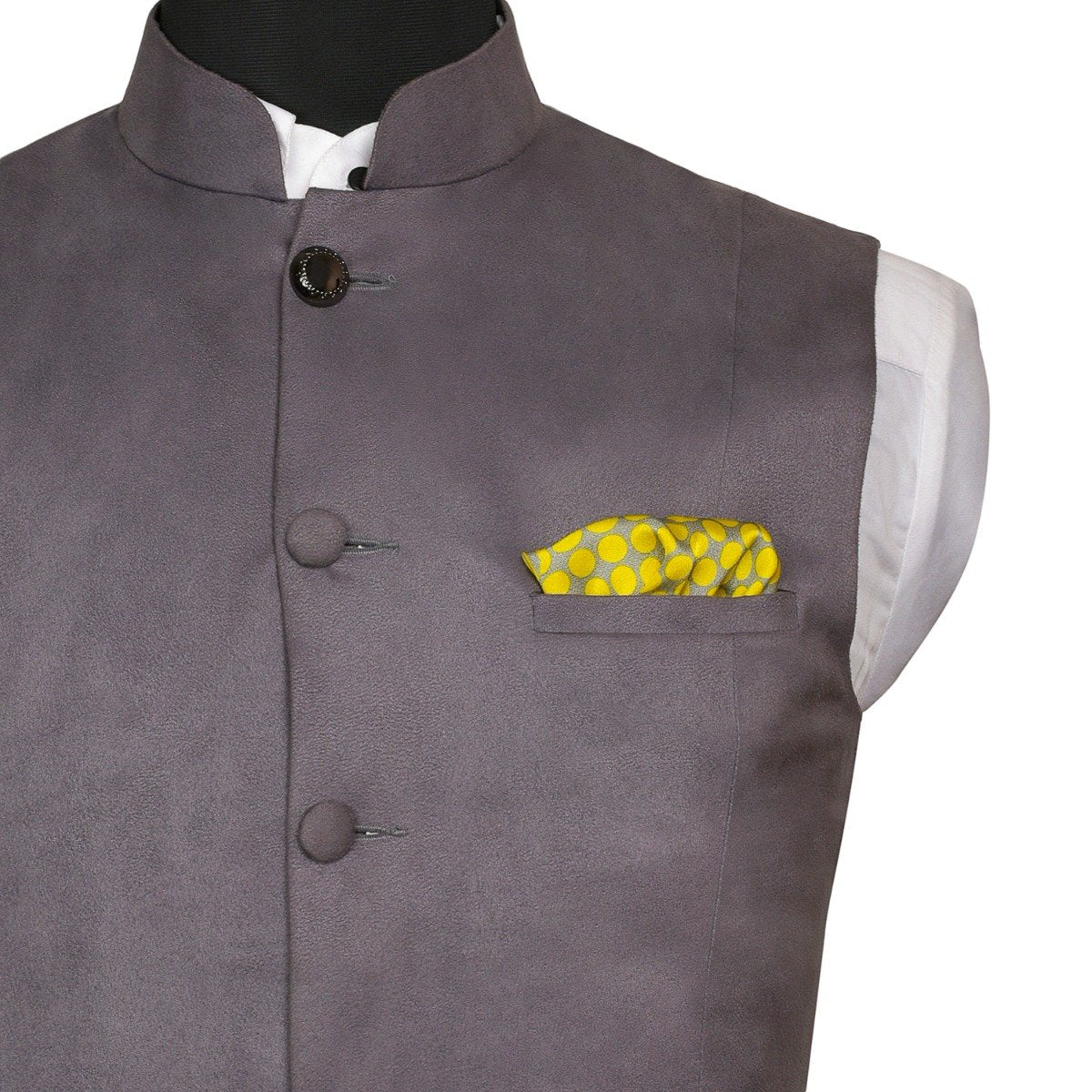 Chokore Chokore 2-in-1 Yellow & Light Grey Silk Pocket Square Chokore 2-in-1 Yellow & Light Grey Silk Pocket Square 