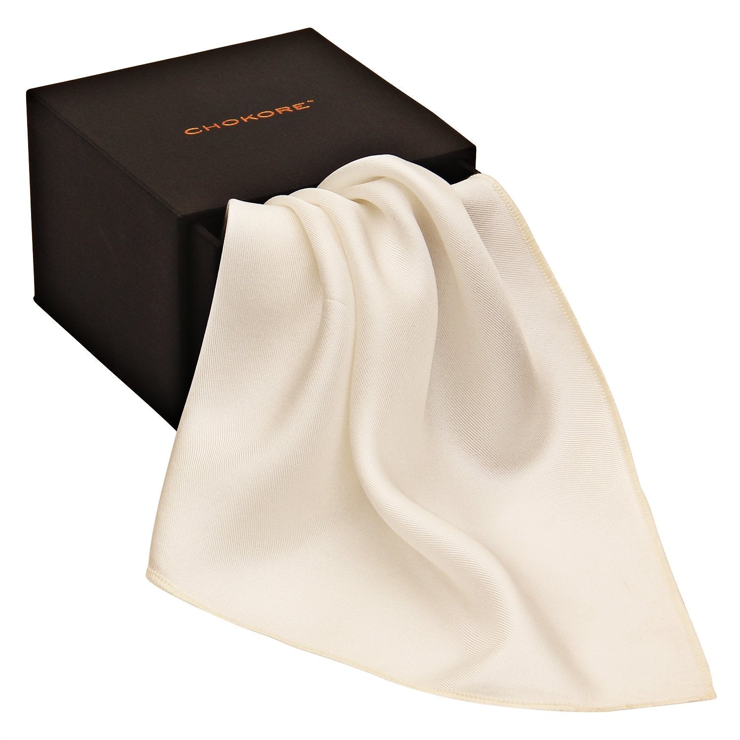 Chokore Chokore White Pure Silk Pocket Square, from the Solids Line Chokore White Pure Silk Pocket Square, from the Solids Line 