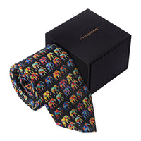 Chokore Chokore Multi-colour Elephants Silk Tie - Wildlife range