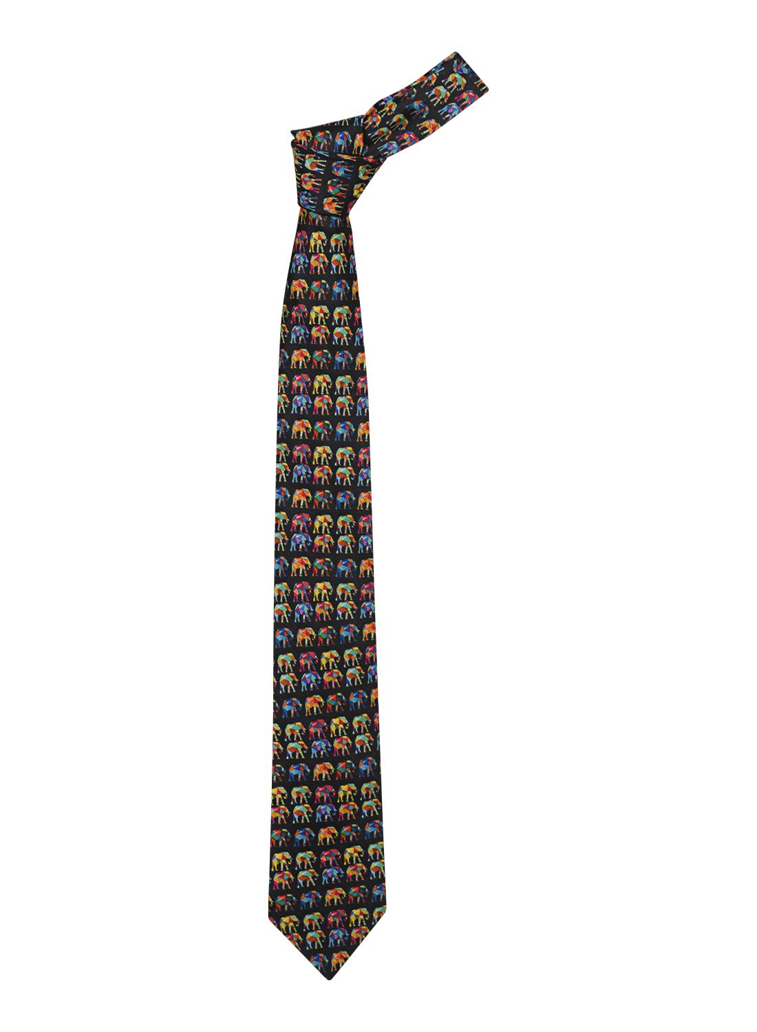 Chokore Chokore Multi-colour Elephants Silk Tie - Wildlife range Chokore Multi-colour Elephants Silk Tie - Wildlife range 