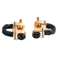 Chokore Chokore Braided Leather Cufflinks with Miniature Gear