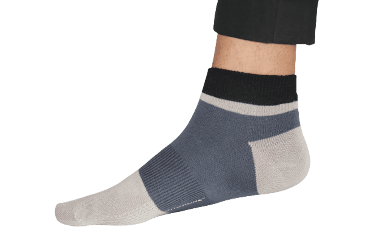 Chokore Light Grey And Navy Blue Ankle Bamboo Socks