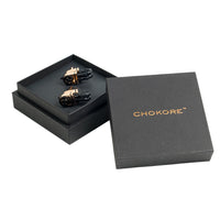 Chokore Chokore Braided Leather Cufflinks with Miniature Gear