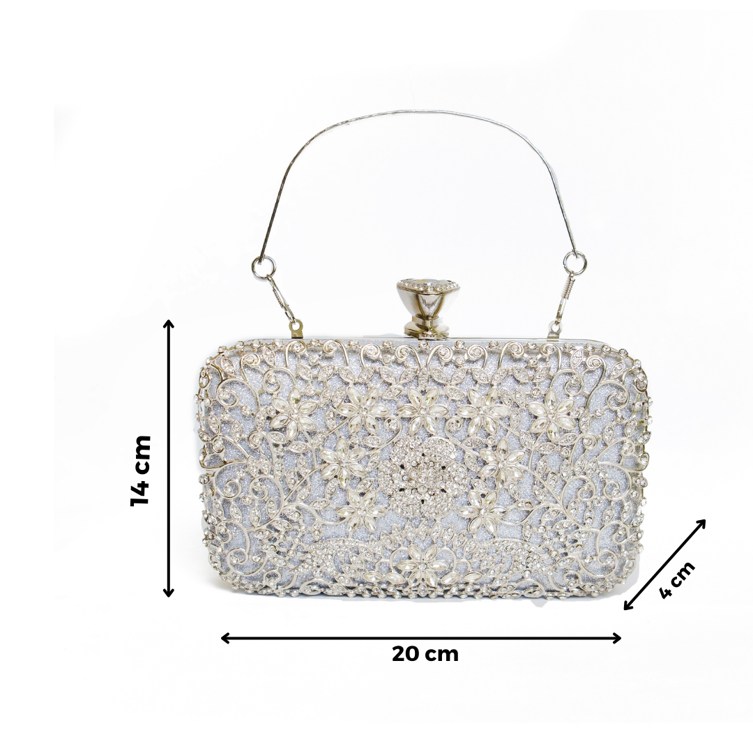 Chokore Chokore Embellished Evening Clutch/Handbag (Silver) Chokore Embellished Evening Clutch/Handbag (Silver) 