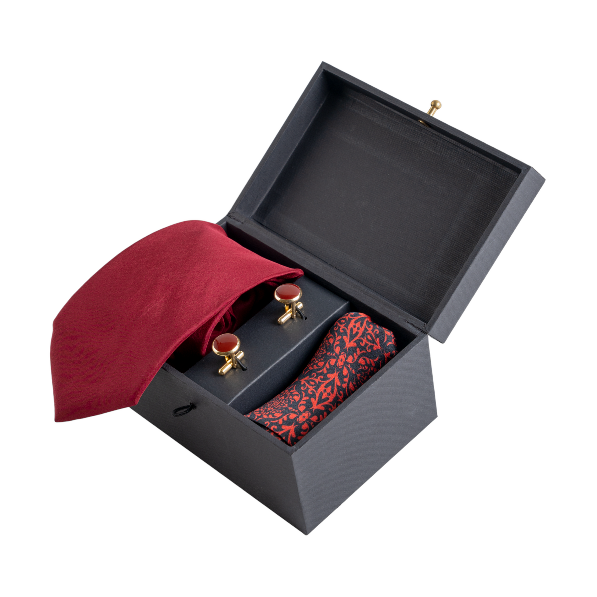 Chokore  Chokore Special 3-in-1 Indian at Heart Gift Set, Burgundy (Pocket Square, Tie, & Cufflinks) 