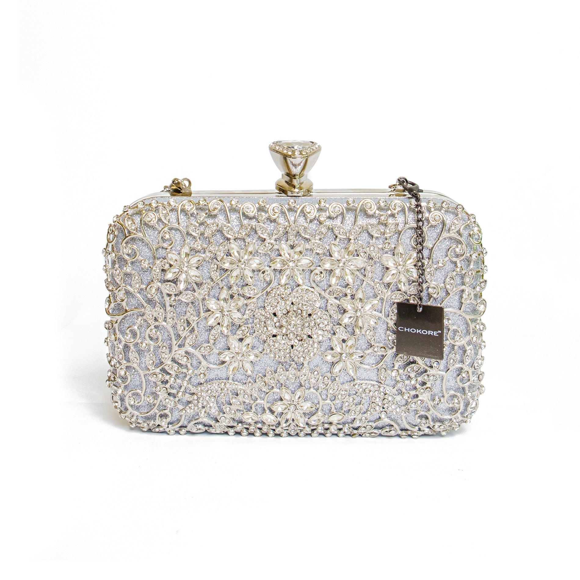 Chokore Chokore Embellished Evening Clutch/Handbag (Silver) Chokore Embellished Evening Clutch/Handbag (Silver) 