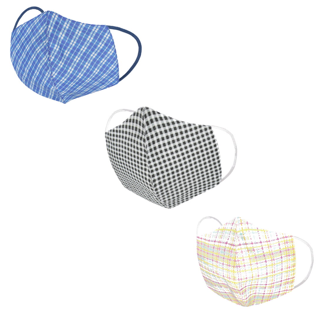 Unisex Pack Of 3 Reusable Silk and cotton Outdoor Mask for adults and children