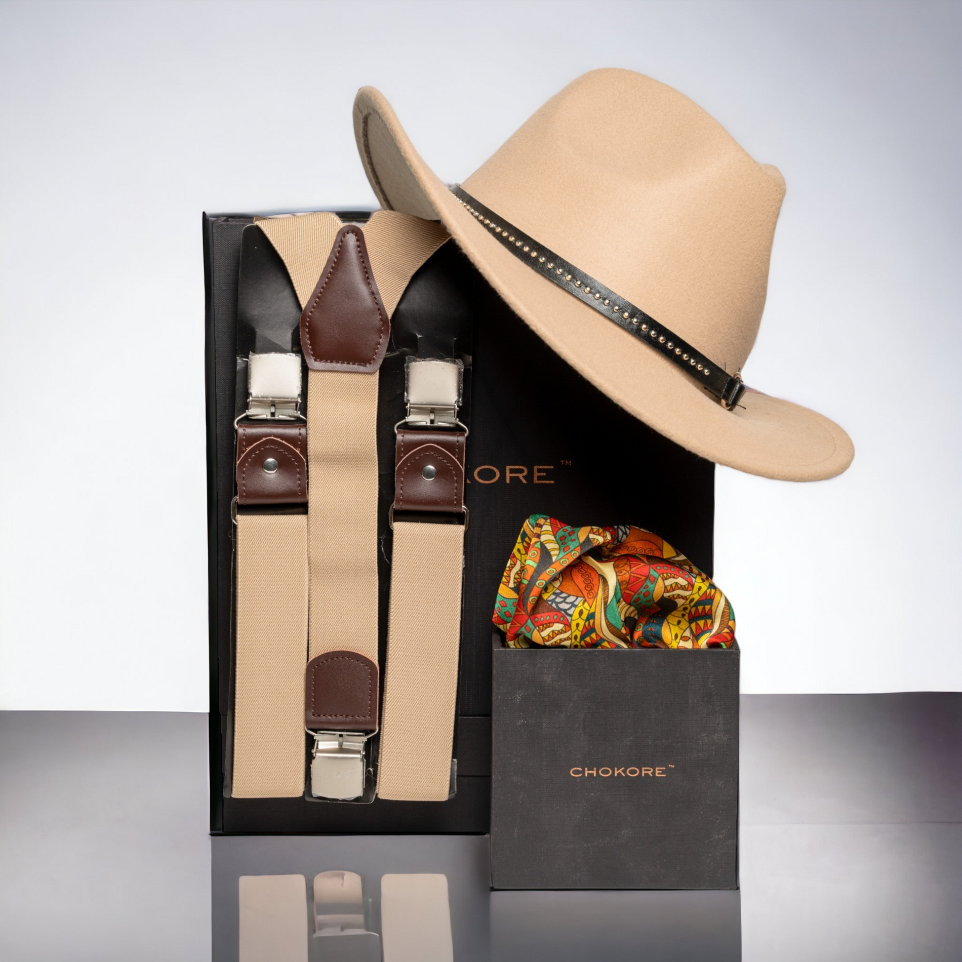 Chokore  ChokoreSpecial 3-in-1 Gift Set (Hat, Pocket Square, & Suspenders) 