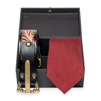 Chokore Chokore Special 2-in-1 Gift Set for Him (Men’s RKXC Pinpoint Necktie & Knight Leather Belt)