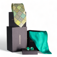 Chokore Chokore Special 3-in-1 Gift Set for Him (Turquoise Pocket Square, Necktie, & Cufflinks)