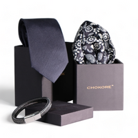 Chokore Chokore Special 3-in-1 Gift Set for Him (Black Pocket Square, Necktie, & Bracelet)