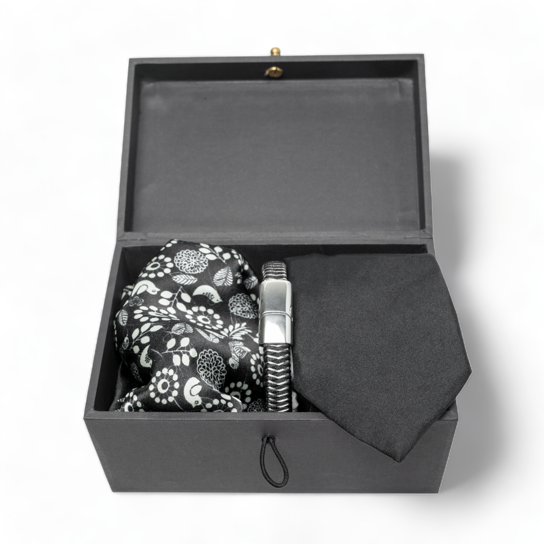 Chokore Chokore Special 3-in-1 Gift Set for Him (Black Pocket Square, Necktie, & Bracelet) Chokore Special 3-in-1 Gift Set for Him (Black Pocket Square, Necktie, & Bracelet) 