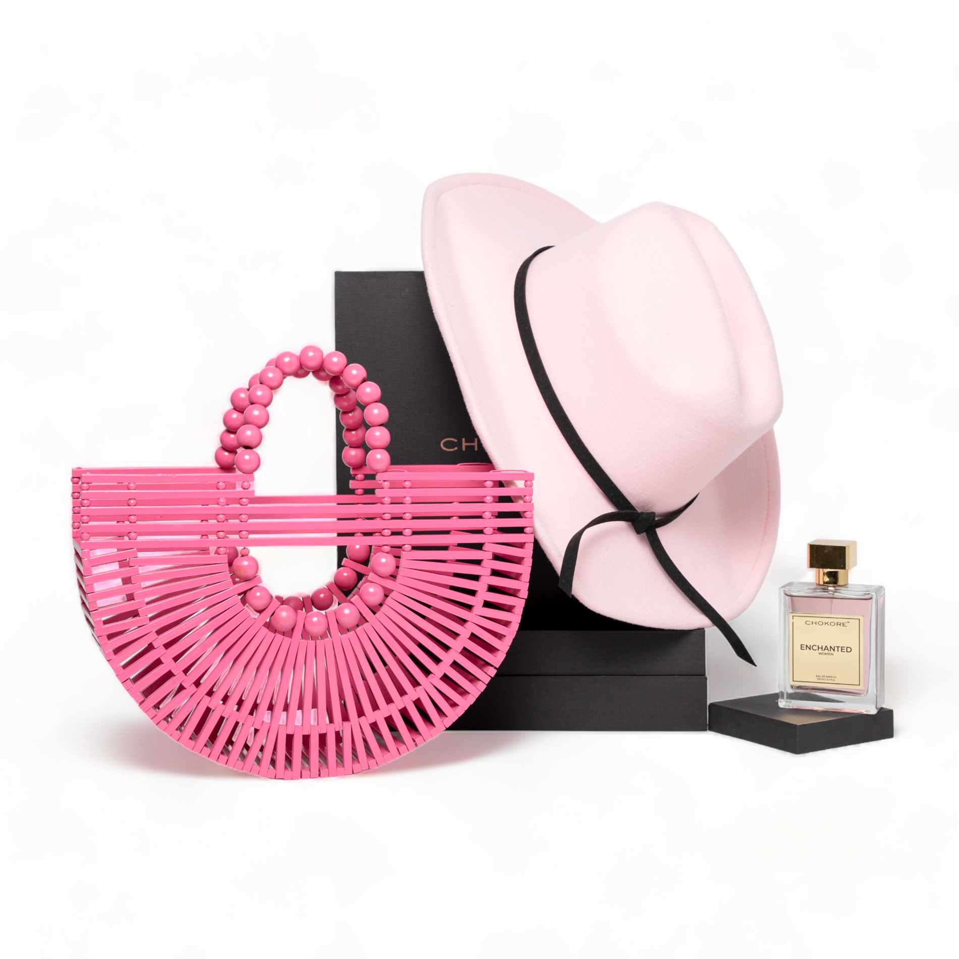 Chokore Chokore Special 3-in-1 Gift Set for Her (Bamboo Bag Pink, Cowgirl Hat, & 100 ml Enchanted Perfume) Chokore Special 3-in-1 Gift Set for Her (Bamboo Bag Pink, Cowgirl Hat, & 100 ml Enchanted Perfume) 