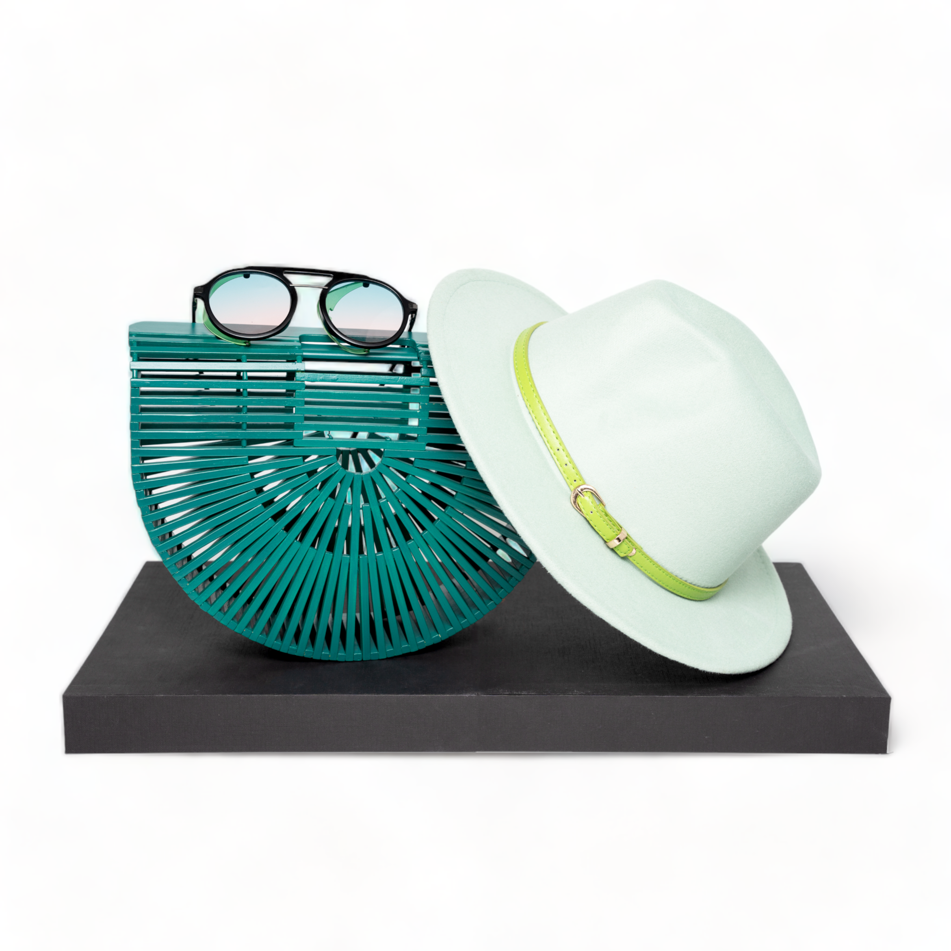 Chokore  Chokore Special 3-in-1 Gift Set for Her (Green Bamboo Bag, Fedora Hat, & Sunglasses) 