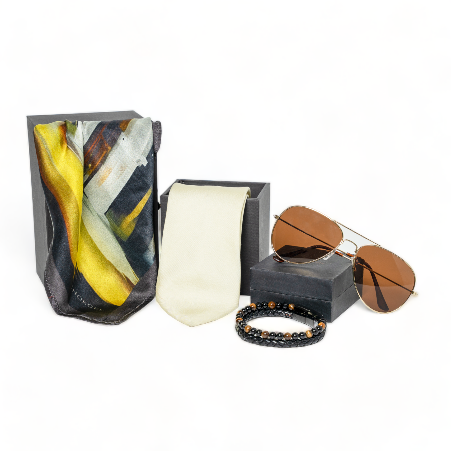 Chokore Chokore Special 4-in-1 Gift Set for Him (Pocket Square, Necktie, Sunglasses, & Bracelet) Chokore Special 4-in-1 Gift Set for Him (Pocket Square, Necktie, Sunglasses, & Bracelet) 